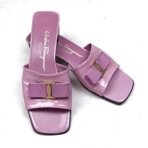 Salvatore Ferragamo vtg lavender purple slides 8.5